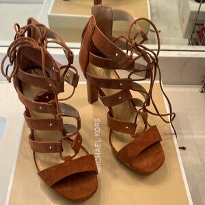 Tan Suede platform Michael Kors sandal size 9 - brand new in the box.